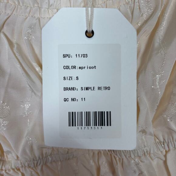 Simple Retro Long Sleeve Peplum Floral Jacquard Blouse in Apricot NWT Size Small - Picture 6 of 6